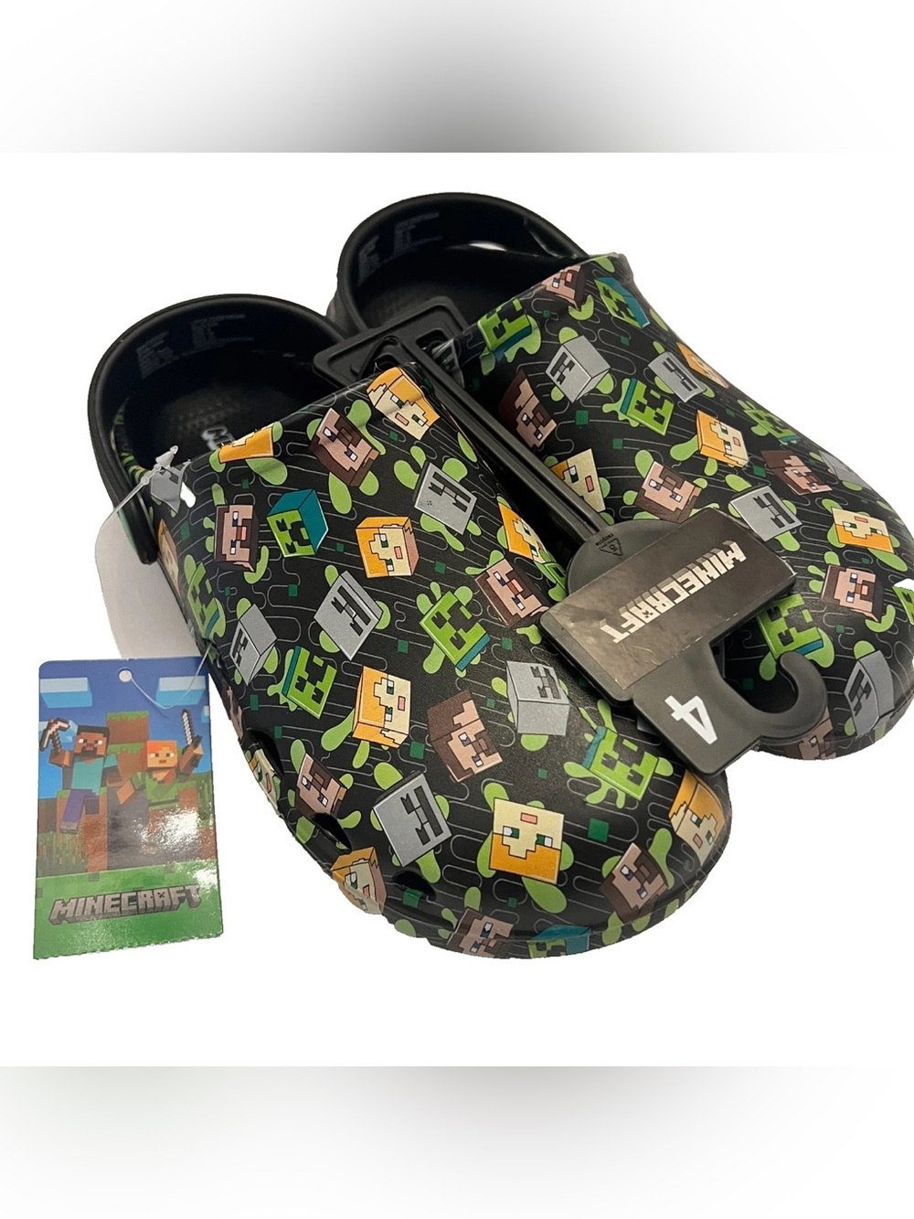 Minecraft AVA Clog Slip-On Shoes size 4 boys